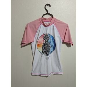 Maui And Sons Rash Guard Swim Top Girls Size Large Short Sleeve UPF 50+